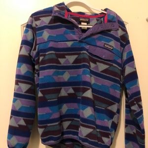 Geometric Purple Patagonia Synchilla Pullover